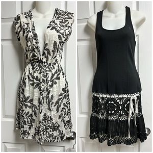 2 Dresses Black & White XS/S swimsuit coverup crochet, tank top MODA